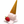 Glass sculpture of an upside-down golden waffle cone on a pale pink scoop melting into a puddle, with a red glass strawberry beside it on a white background